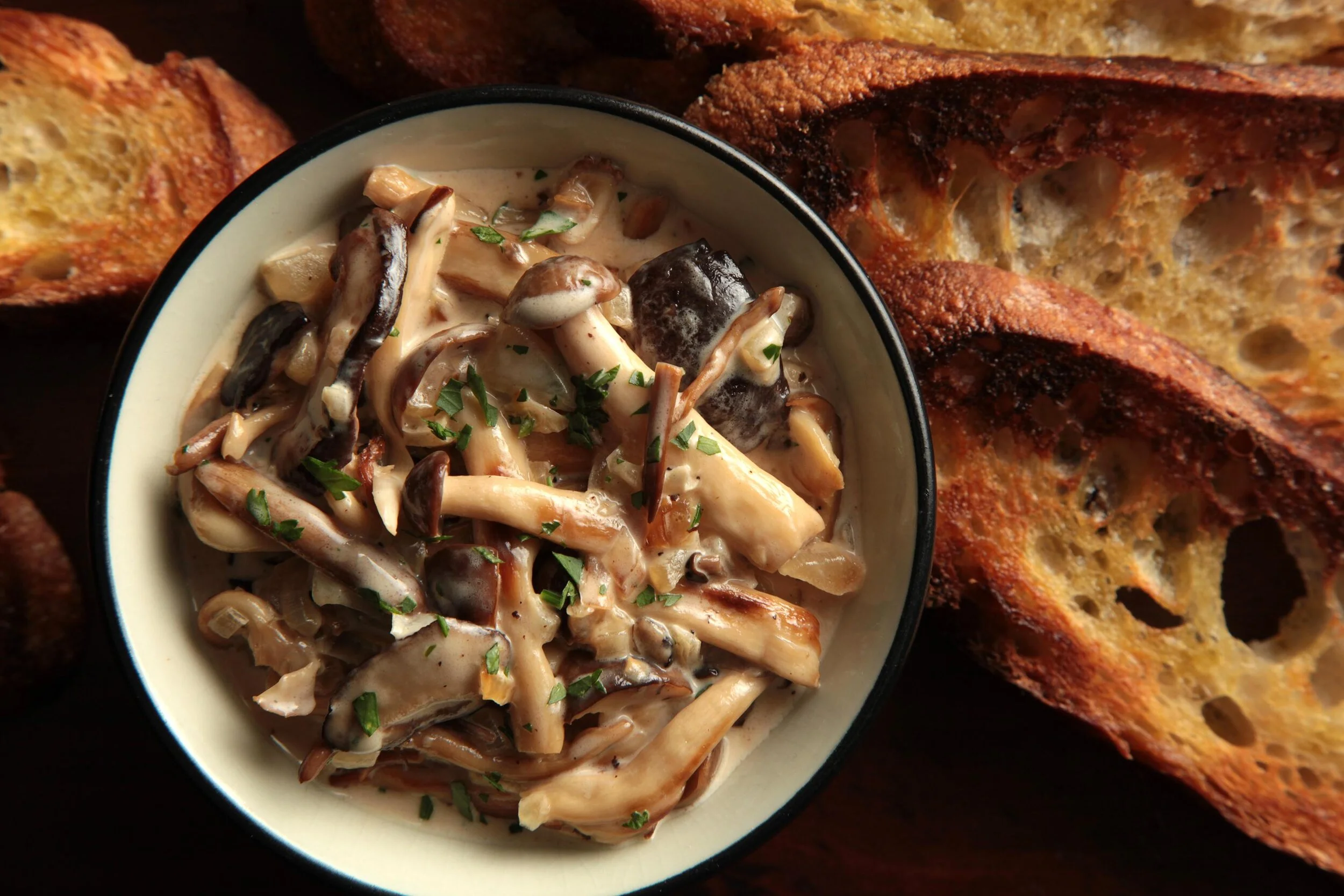 Cooked wild mushrooms